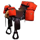 TrailMax SaddleBag System, mittelgroßes Übernachtungs-Kombi-Pack mit Pferde-Satteltaschen, abnehmbarer Cantle Bag & Horntaschen in Orange