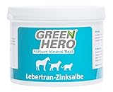 Green Hero Lebertran-Zinksalbe für Pferde Hunde und Katzen 500 g Zink Salbe Pflegt die Haut und unterstützt sie bei Wunden Abschürfungen Reizungen Mauke und Hautproblemen