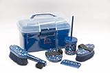 AMKA Pferde Putzbox mit Sternen Putzkasten Putzkoffer gefüllt für Kinder 6 teilig in dunkelblau