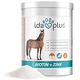 Ida Plus Biotin + Zink für Pferde - hochdosiert - verbessert Hufqualität & Hufwachstum - unterstützt Haut, Fell & Immunsystem - für gesunde & Starke Hufe - bei Mauke, Hufproblemen, Fellwechsel - 750g